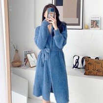 Sandro Vicari coral fleece nightgown womens autumn and winter mid-length thick warm bathrobe flannel pajamas