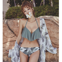 Split swimsuit women Summer ins sexy small breasts gather exposed fairy three-piece bikini 2021 New Swimwear