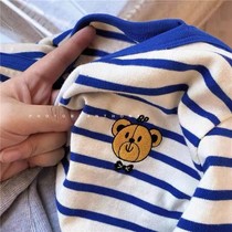 Children's long sleeve T-shirt 2021 autumn new boys and girls cartoon bear striped bottoming shirt baby thin vests tide