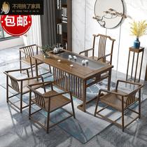 Tea table and chairs combination solid wood New Chinese style modern minimalist tea table tea table tea set integrated tea table tea office tea table