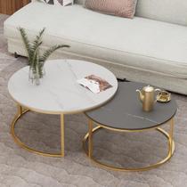 Rock plate primary-secondary tea table minimalist small family type modern living room home light lavish round tea table primary-secondary tea table combined table