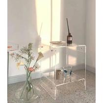 Spot Nordic minimalist bilayer tea table Inlet acrylic transparent bed head cabinet edge a few household small family type tea water cabinet
