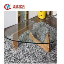 Foshan furniture factory Nordic small household type home creative tea table table living room solid wood triangular tempered glass tea table