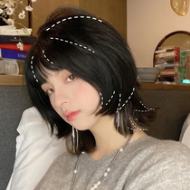 Mullet head wig short hair female net red Japanese wolf tail short straight hair Lu Ke burning the same style neutral style natural full headgear