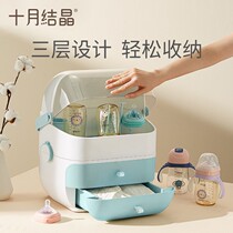 Bottle storage box drain rack large portable multifunctional household baby tableware storage box dustproof