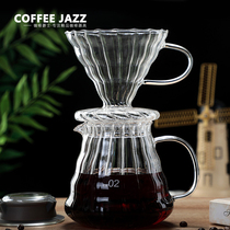 COFFEE JAZZ Hand-punching Coffee Filter Pot V60 Filter Cup Thickened High Temperature Resistant Glass Transparent Coffee Sharing Pot