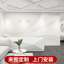 Company beauty salon front desk logo background wallpaper light luxury hair office image wallpaper live wallpaper
