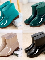 Rain Boots Womens waterproof short tube water shoes Mens low tube kitchen non-slip rain boots Summer agricultural wear-resistant labor shoes rubber shoes