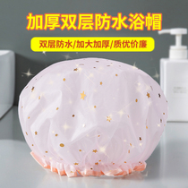 Double-layer shower cap waterproof bath head cover female shower cap childrens hair cover kitchen anti-oil smoke cap hair film special fashion fashion