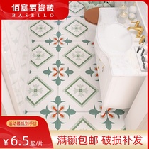  Baicero ceramic tile net red retro French green small tile 300x300 bathroom balcony kitchen floor tile