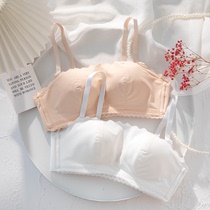 No trace underwear female summer small chest gathered thin non-steel ring non-slip chest anti-light girl student bra set