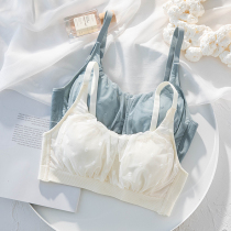 Bandeau underwear womens small chest gathering adjustment type pure desire student high school thin breast show small no underwire bra set