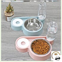 Cat Bowl double bowl automatic drinking fountain pet neck guard anti-knock non-wet mouth cat food stainless steel food basin cat supplies