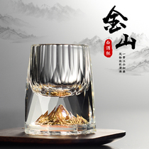 24-sided diamond-cut Jinshan white wine cup jug 1 two gold foil white wine glasses 2 two small wine glasses Crystal wine dispenser