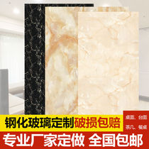 Lacquered dining table coffee table countertop customized marble grain pattern tempered glass background wall square desktop glass New Product
