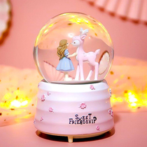All the way there are you Unicorn snow Crystal ball music box Rotating music box Happy birthday small gift for girls
