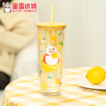 Honey Snow Ice City Snow King Lemon Suction Cup 7220ml Childrens Water Cup High Face Value Summer Cute Girls Around