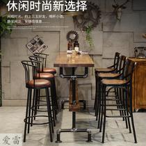 Nordic wall bar table Wrought iron household long narrow table Partition cabinet Milk tea shop bar table High foot table and chair combination
