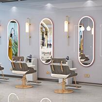 Net red barbershop mirror table Hair salon mirror cabinet One-piece hair cutting equipment Hair salon special wall-mounted led light mirror