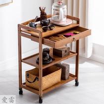 Beauty salon solid wood trolley health center spa manicure wooden tool cart rack with drawer trolley