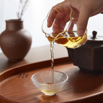 Glass fair cup High-grade net red Japanese Cherry Blossom hexagonal male cup thickened heat-resistant tea separator Gongfu Tea accessories