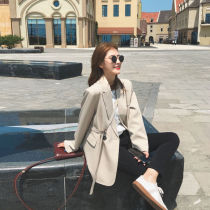 Design sense niche lace suit jacket female temperament Korean casual loose small suit 2020 autumn and winter New