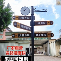 Outdoor spiritual fortress-oriented instruction park scenic spot sign antique village brand community guide sign stand-up customization