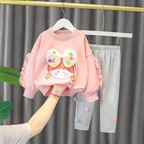 Baby girl set autumn 2021 new foreign style baby children Spring and Autumn Korean version of two-piece clothes vests cute