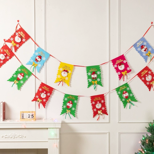 Санта-Клаус Снеговик Бантинг Подвеска с флагом Торговый центр Магазин Рождественские украшения Флаг Сцена Атмосфера Макет