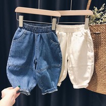 2021 Spring and Autumn New Female Baby Casual Pants Small Boys Carrot Pants Joker Harlan Jeans Daddy Pants