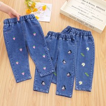 Girls jeans spring and autumn models 2021 new baby girls autumn children pants foreign style little girl trousers wear
