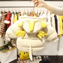 Girls winter cotton-padded clothes baby girl cute cotton-padded coat 6-year-old baby girl will move wings cotton-padded suit for winter 2
