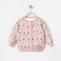Girls foreign style princess cardigan coat baby spring sweater children baby 2021 new cotton sweater tide