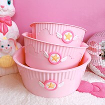 Home Sakura big and small washbasin thickened pink adult student wash basin dormitory girl heart household plastic