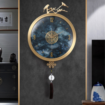 New Chinese pure copper living room atmospheric pendant wall clock home fashion clock clock clock Chinese light luxury decorative quartz clock
