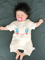 Female Baby Conjoined Clothes Pure Cotton Male Baby Summer Dress Khae Newborn Short Sleeve Thin Sleeping Suit Cute Suit