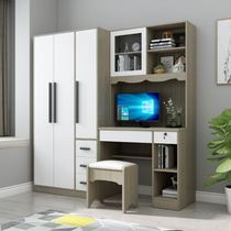 Wardrobe desk one-piece combination corner single-door solid wood small apartment Childrens boy writing desk Wardrobe computer desk