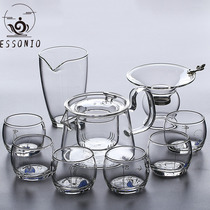 ESSONIO kung fu tea set heat-resistant glass home office meeting simple bubble teapot transparent tea cup