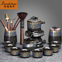 Semi-automatic graphite tea set home office whole set of kung fu tea set ceramic stone mill lazy Tea Teapot