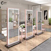 Barbershop mirror table Floor-to-ceiling simple beauty salon with light Single-sided double-sided full body hair cutting mirror Wall hair salon mirror