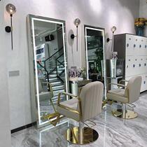 High-end net red hair shop mirror table floor-to-ceiling hair cut hot mirror Barber shop Hair salon special stainless steel single and double-sided