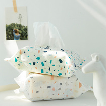 Terrazzo small fresh waterproof fabric paper cover Paper towel charter car tissue box set Toilet paper bag paper box