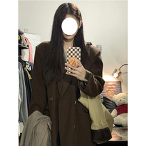 Windbreaker women 2021 new autumn and winter Korean design sense niche high-end vintage long coat coat tide