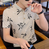 Mens short-sleeved t-shirt summer thin ice silk casual cotton T-shirt half sleeve lapel high-end shirt polo shirt