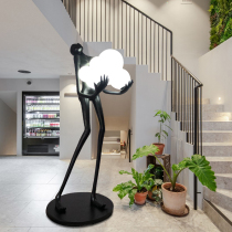 Human body floor lamp art statue holding ball lamp hotel model room sales exhibition hall Villa modern designer lamps