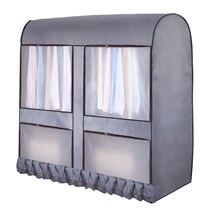 Double pole floor hanger dust cover drying rack plastic transparent clothes cover clothing coat storage and finishing Oxford cloth