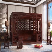 Solid wood moon cave furniture wedding elm shelf bed step bed Ming and Qing babu carved bed mahogany new Chinese style bed