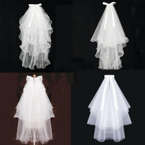 Head yarn Bride wedding dress new long medium and short white trailing headgear Super fairy line marriage photo