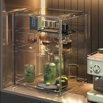 Table top cup dust-proof cabinet containing multi-layered shelf acrylic transparent teacup water cup layered shelves