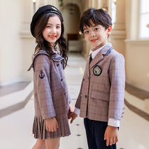 British Academy style suit three-piece Primary School uniforms Autumn and winter childrens class uniforms girls skirt suits kindergarten uniforms